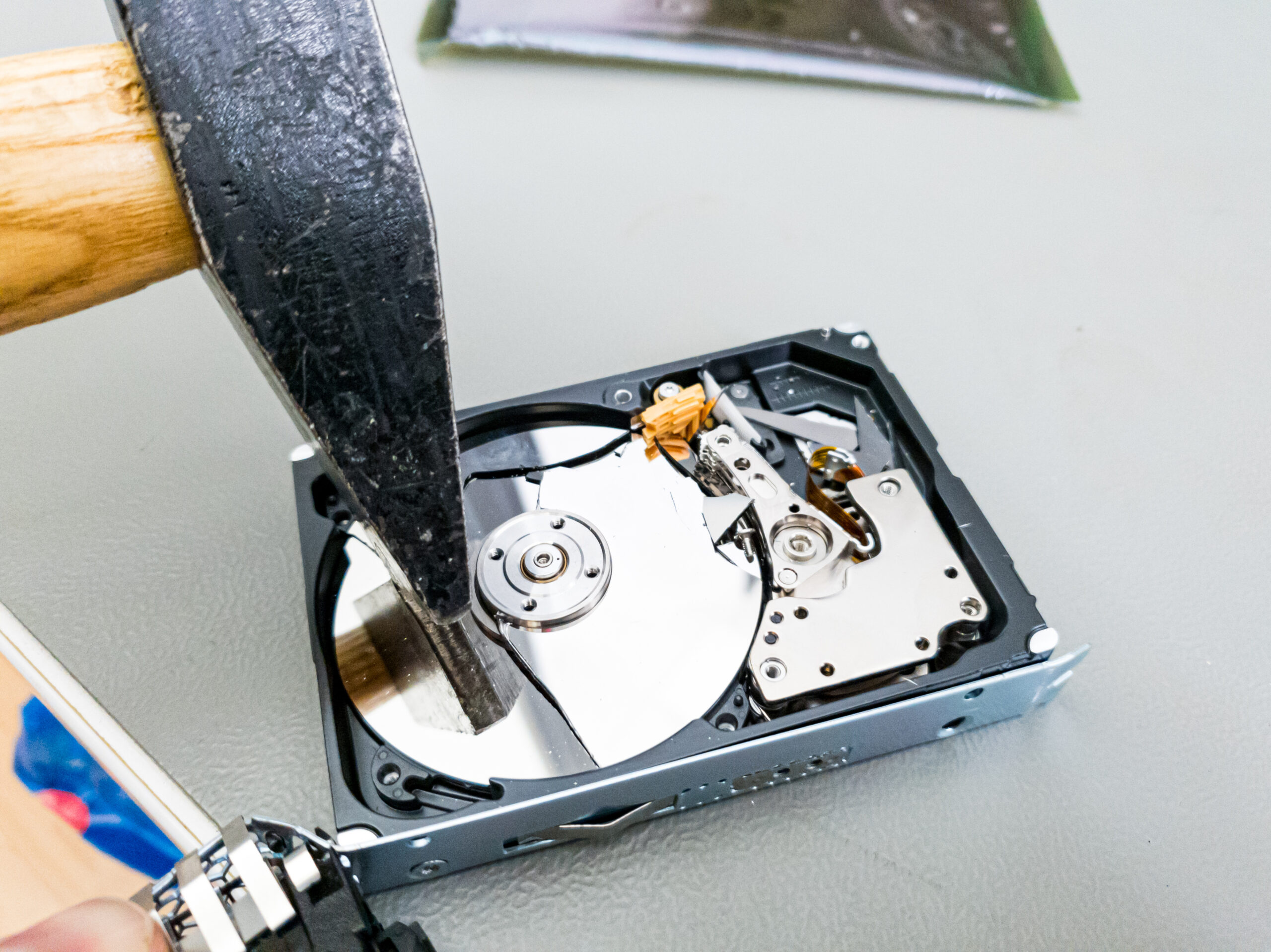 Destroying a computer hard drive